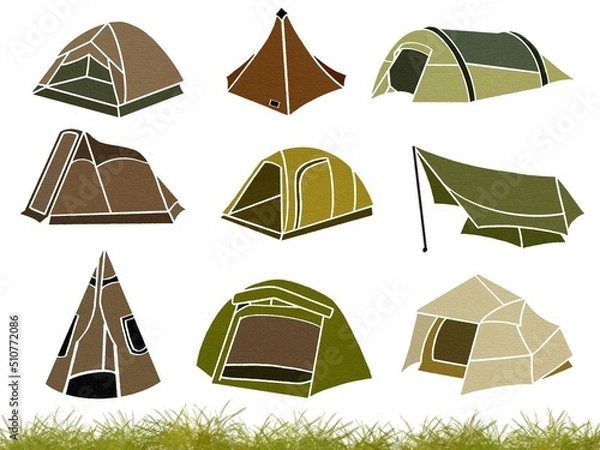 Obraz キャンプ・テントのシンプル可愛いイラスト