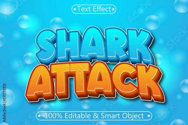 Obraz Shark Attack Editable Text Effect 3 Dimension Emboss Modern Style
