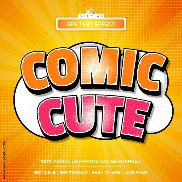 Fototapeta Editable comic cute vector text effect with modern style design