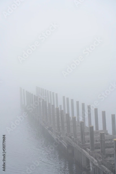 Fototapeta 霧の中の桟橋