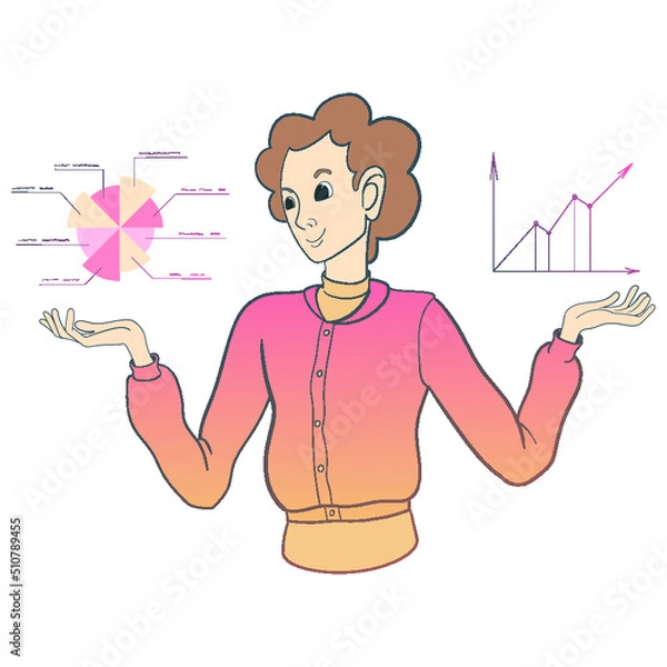 Fototapeta Smiling businessman consider graph and chart. Business plan concept.