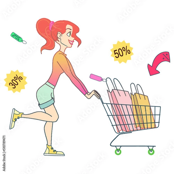 Fototapeta Sales during shopping and purchase concept.