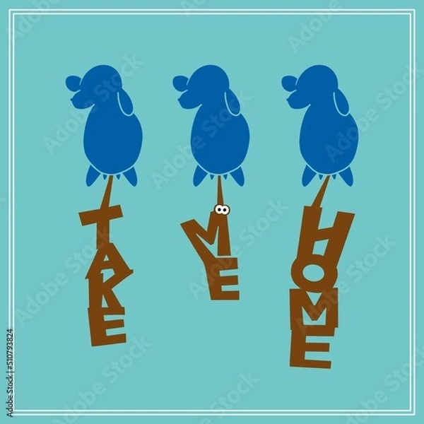 Fototapeta 散歩中に、犬がした糞を持ち帰るよう促すイラスト