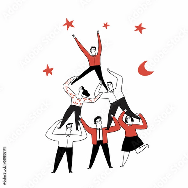 Fototapeta Business concept a leader corporate of success, People are do a pyramid of acrobats up to the sky