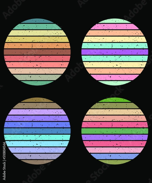 Fototapeta Retro Vintage Sunsets Pack, a Collection of vintage sunsets, and T-shirt design elements.