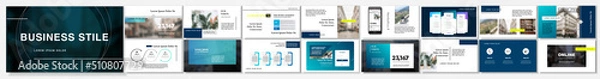 Fototapeta Set of business plan presentation template. Social media pack. Easy use in modern blog posts or Editable simple info banner, trendy book. For app, digital display style. Bright web flyer work. a4. ppt