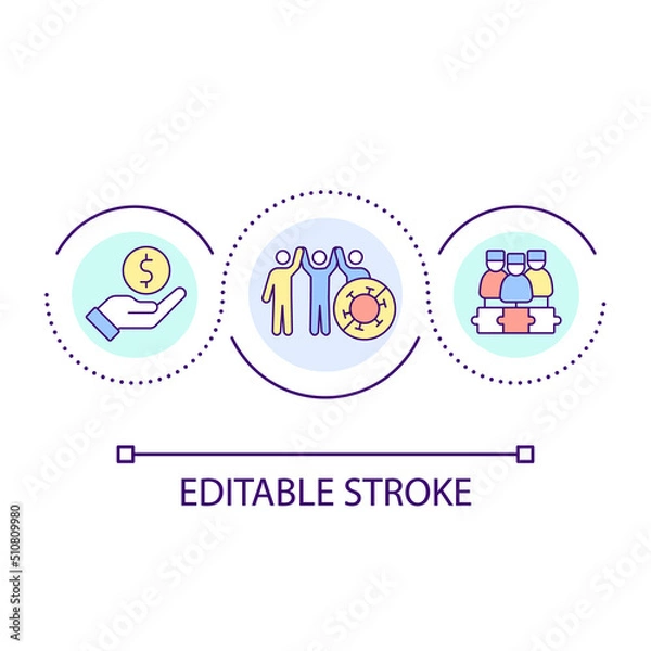 Fototapeta Prepare for future pandemics loop concept icon. Healthcare management abstract idea thin line illustration. Investment in preparedness. Isolated outline drawing. Editable stroke. Arial font used