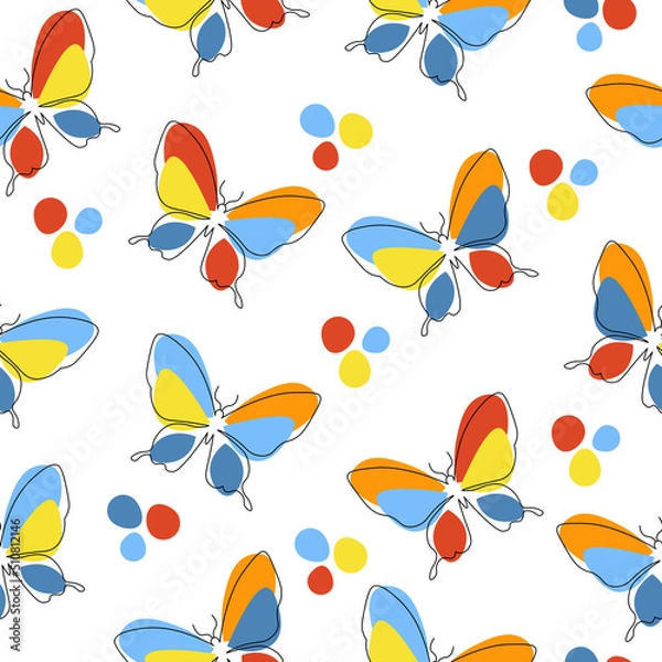 Obraz Seamless pattern with colored abstract butterflies. Summer print.