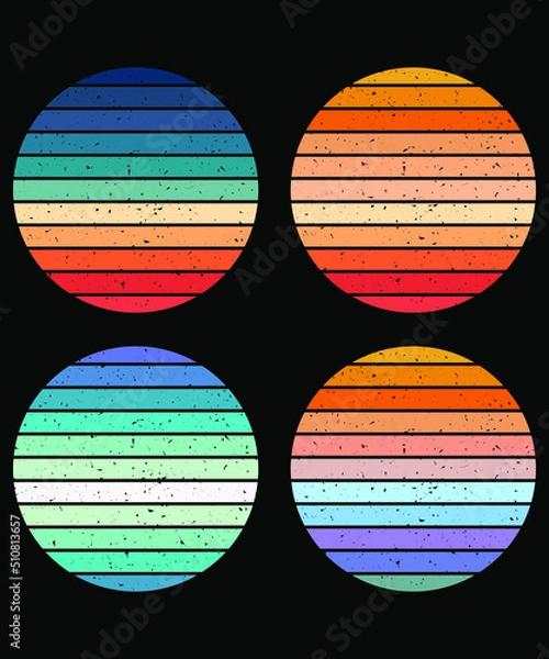 Fototapeta Retro Sunset, Style of the 70s-80s.Retro Vintage Sunset Background Clipart Vector illustration.