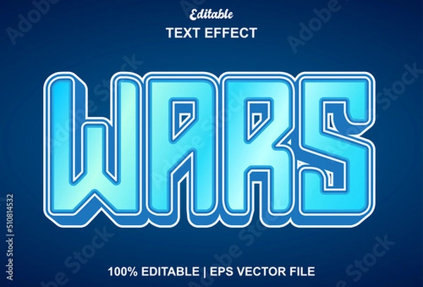 Fototapeta text wars effect with blue color editable