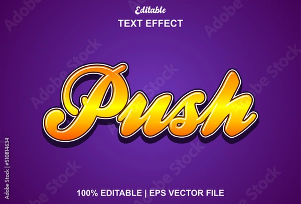 Obraz push text effect with orange and purple color editable