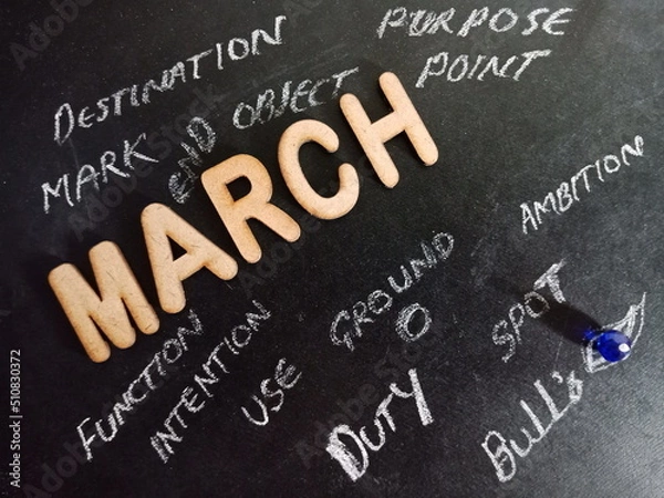 Obraz Month name chalkboard text background.