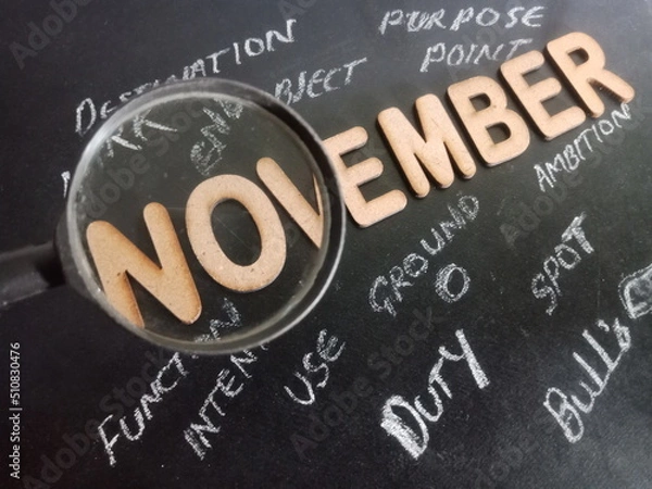 Obraz Month name chalkboard text background.