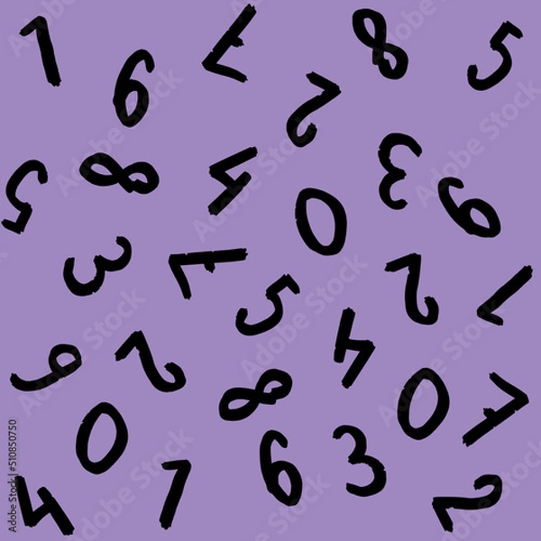 Obraz template with the image of keyboard symbols. a set of numbers. Surface template. pastel fiolet purple background. Square image.