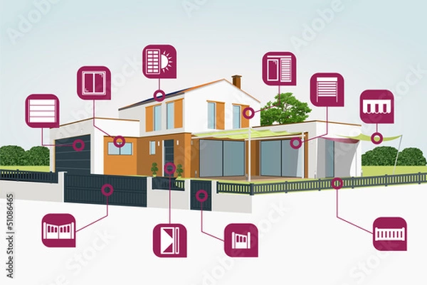 Obraz maison contemporaine + pictos