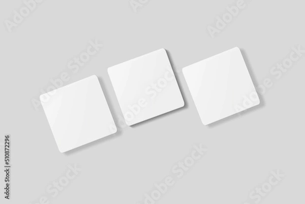 Fototapeta Blank square business card for mockup. 3D Render.