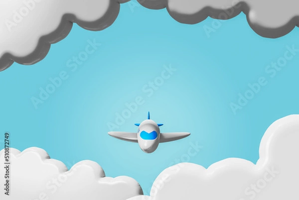 Fototapeta 空飛ぶ飛行機　Flying plane, 3d rendering.	