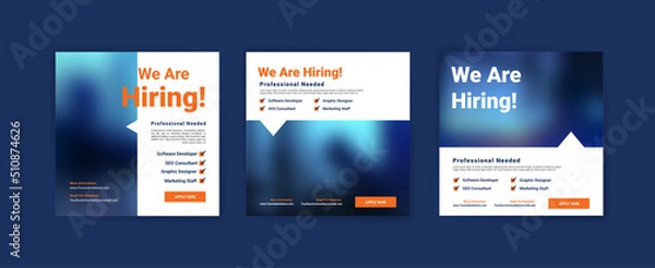 Fototapeta We're hiring. Job offer leaflet template. Job vacancy flyer poster template design.