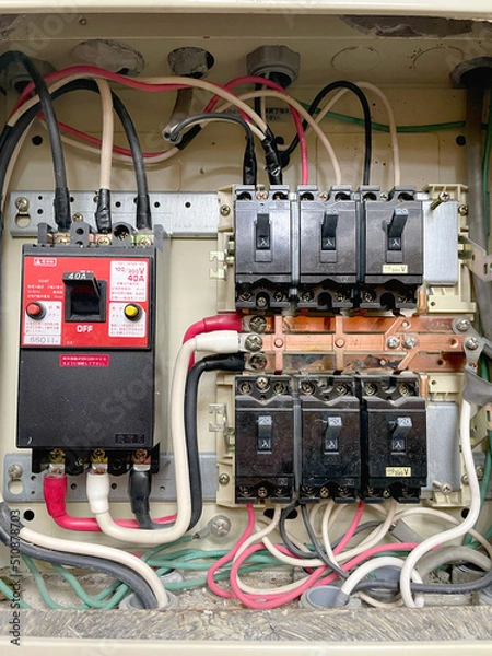 Obraz 日本の古い家庭の分電盤のブレーカー画像