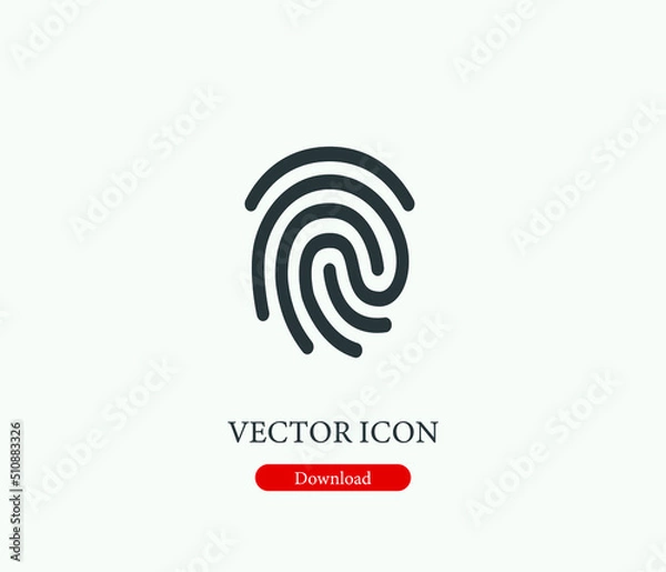 Fototapeta Fingerprint vector icon. Editable stroke. Symbol in Line Art Style for Design, Presentation, Website or Mobile Apps Elements, Logo.  Fingerprint symbol illustration. Pixel vector graphics - Vector