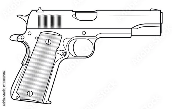 Obraz Vector illustration of the Colt 1911 automatic pistol
