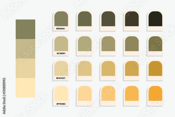 Obraz Brown orange color palette, pastel colors catalogue, design and edit idea, colour matching, rgb pantone colors, harmonious colours palette sample