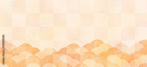 Fototapeta 和柄背景、格子と波、年始等へ