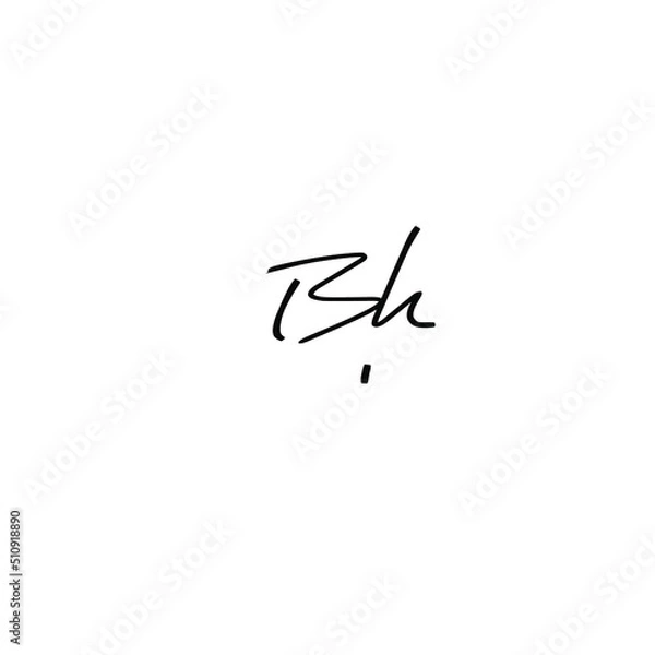 Obraz Initial Letter Bh Logo - Handwritten Signature Logo