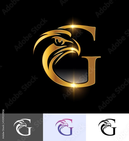 Fototapeta Golden Eagle Monogram Initial Letter G