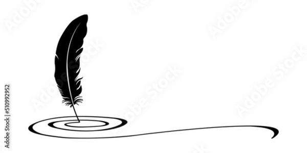 Fototapeta Lettering feather vector. Feather pen.