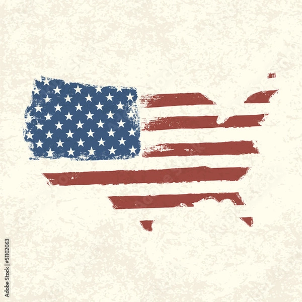 Obraz USA flag. Shape of american map. Vector, EPS10