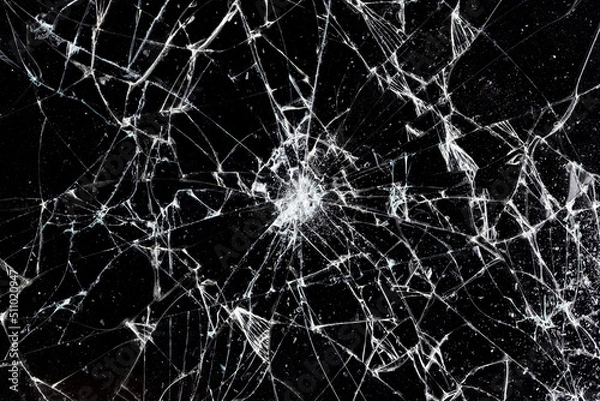 Fototapeta Broken glass texture. Abstract of cracked screen Smartphone from shock.