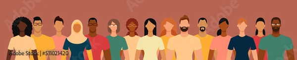 Obraz Diverse people group. Flat design vector illustration.