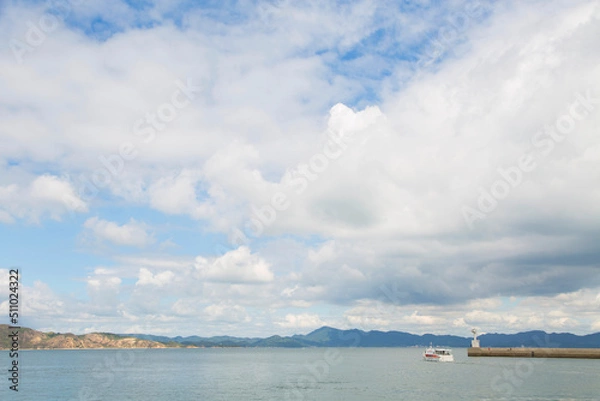 Obraz 海と雲と船