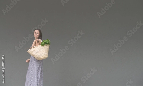 Obraz concept of zero waste shopping with copy space