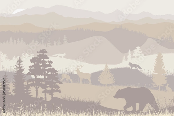 Fototapeta landscape with forest and Siberian mountains