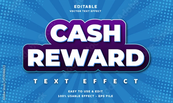 Fototapeta cash reward editable text effect with modern and simple style, usable for logo or campaign title