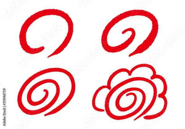 Obraz 筆描き風の花マル、マル印のアイコンセット/白背景