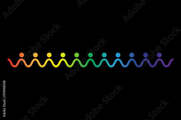 Obraz Inclusion and diversity infographic LGBTQ+ vector set, people vector logo for website, banner gay pride month 2022 concept, colorful rainbow line art vector isolated on black background
