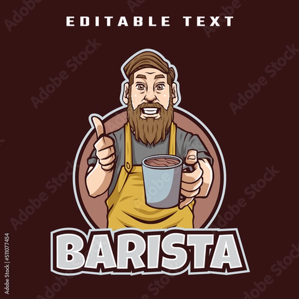 Fototapeta Barista With Coffee Mascot Logo