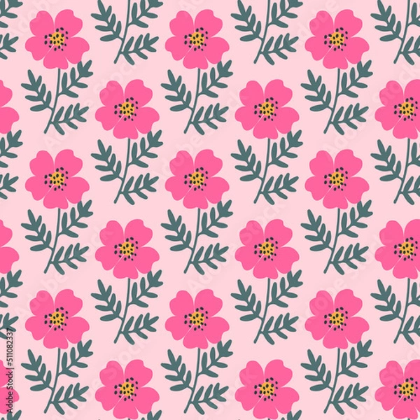 Fototapeta Vector flowers seamless pattern background. Perfect for fabric, scrapbooking, wallpaper projects.