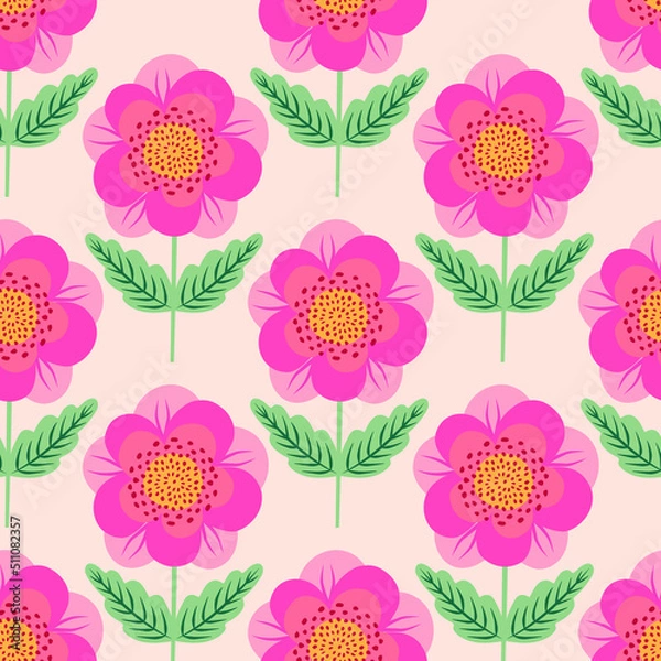 Fototapeta Vector flower seamless pattern background. Perfect for fabric, scrapbooking, wallpaper projects.