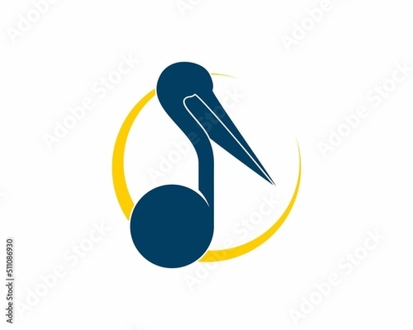 Obraz Combination pelican with music note logo