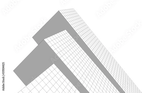 Fototapeta Modern architecture 3d drawing