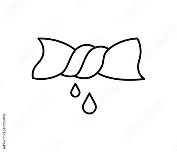 Fototapeta Hand wrung and twisting wet cloth flat illustration vector icon isolated on white background.
