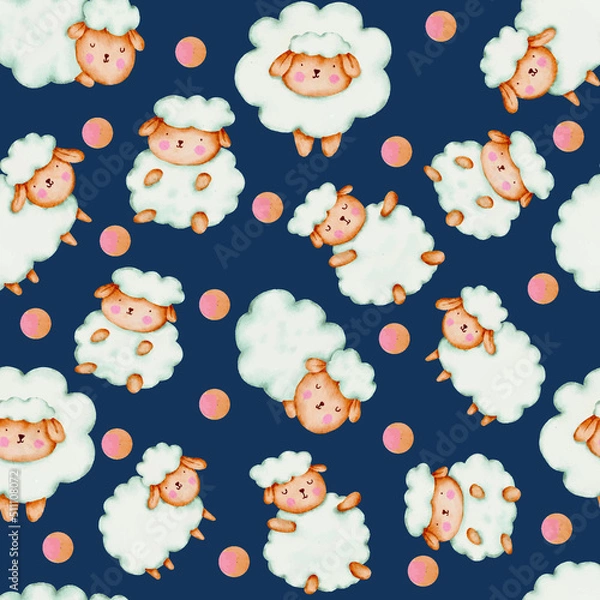 Fototapeta seamless pattern with cute sheep