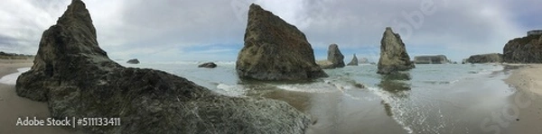 Obraz Panoramic ocean beach view at low tide  