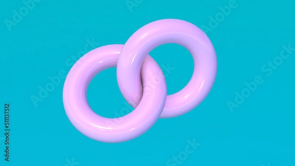 Fototapeta 3d render geometric figure 2 rings