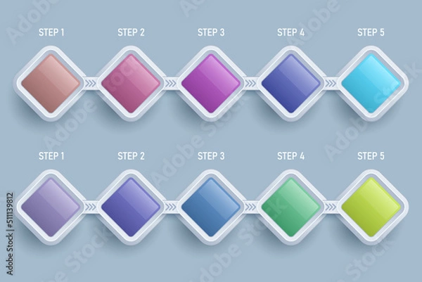 Obraz 5 steps infographic rhombus signs 3d isolated grey background