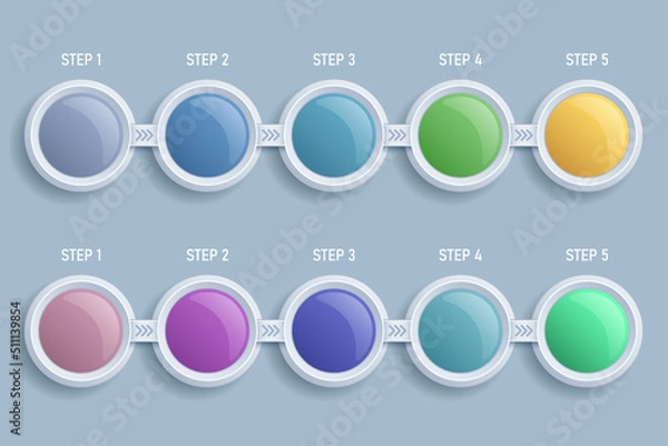 Obraz 5 steps infographic circles signs 3d isolated grey background